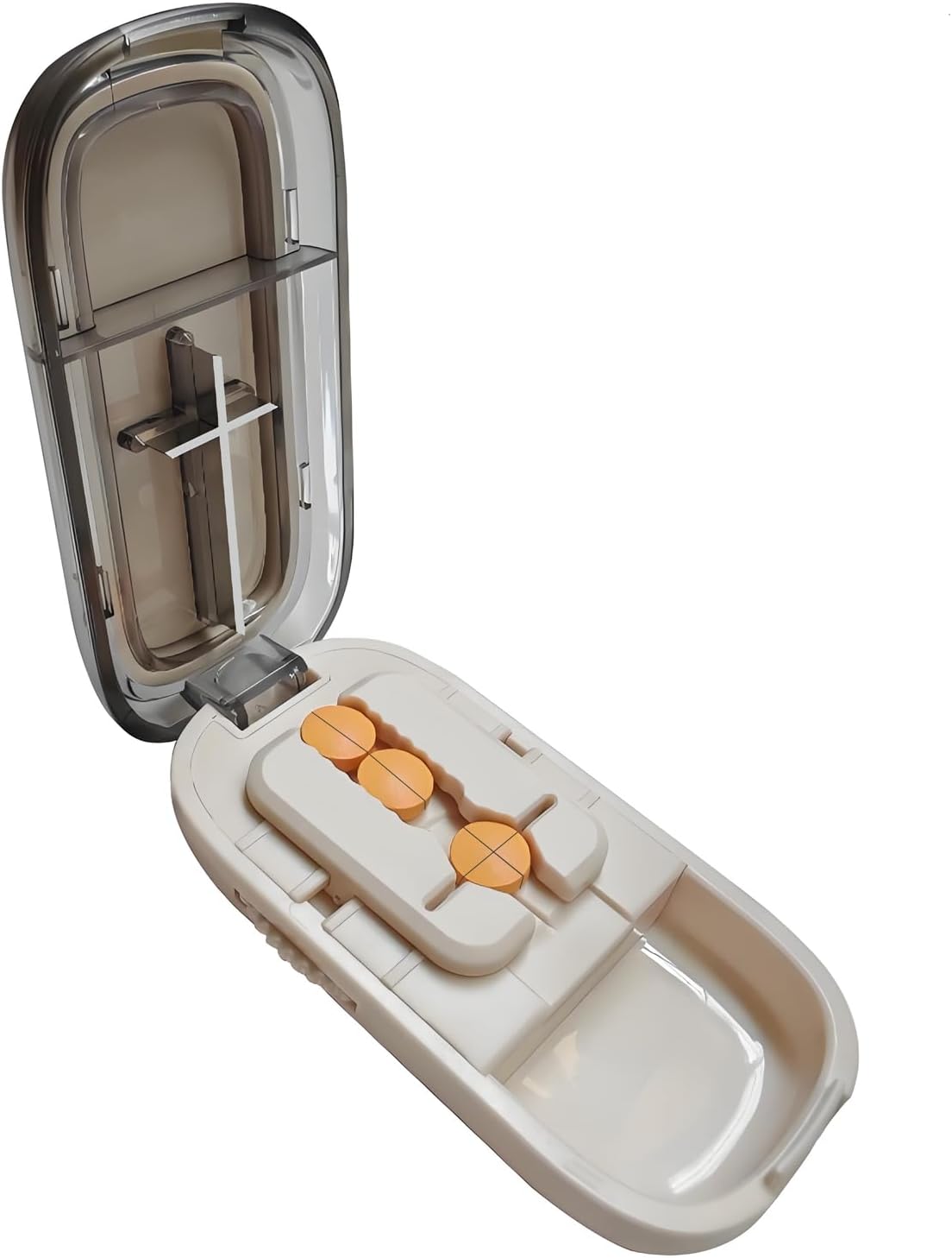 Pill Cutter for Cutting Multiple Pills, 1/2 1/4 Pill Splitter for Large, Small and Tiny Pills, with Improved Sharp Blade, Storage Organizer, Accurate Centering Alignment Device