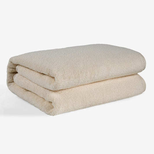 SALBAKOS 100% Turkish Cotton Jumbo Bath Sheet Towel Oversized 40x80 inch | Premium Hotel & Spa Quality, Soft, Absorbent, XL Bath Towels | Made in Turkey (Pack of 1, Ivory, Jumbo Bath Sheet)