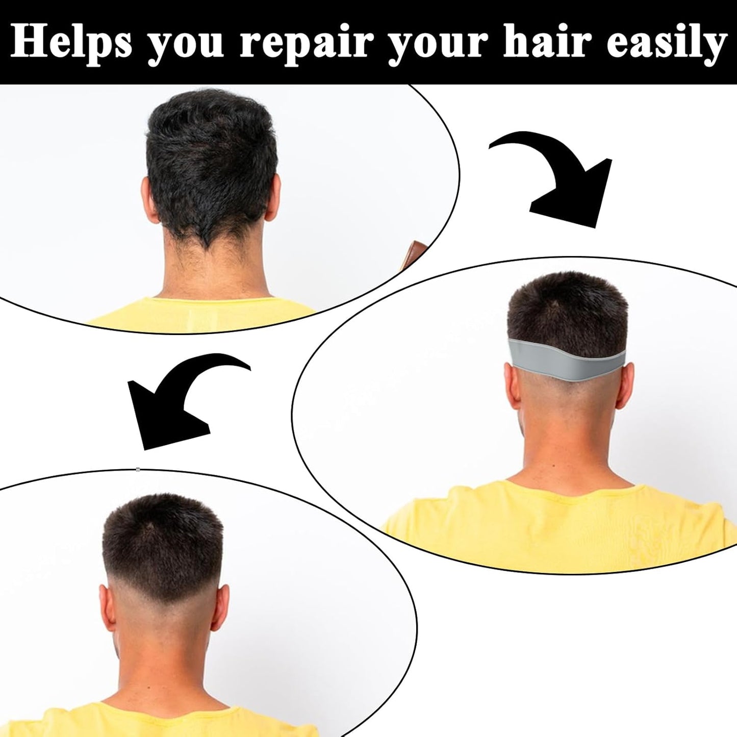 2 PCS Fade Guide Adjustable Hair Cutting Guide Fade Haircut Tool Neckline Shaving Template Comes with 1 Professional Haircut Comb Suitable for Both Men and Women (Black+Gray)