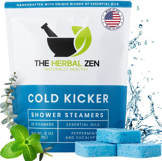 Cold Kicker Shower Steamers Aromatherapy, Eucalyptus Shower Steamer, Shower Bombs Made in The USA, Menthol Shower Steamer, Self Care Gifts, Mothers Day Gift, Shower Steamers for Women and Men