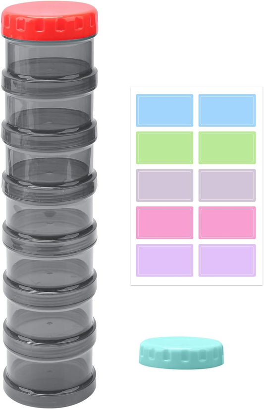 7 Day Pill Organizer Case Stackable Weekly Supplements Vitamins Pills Holder Dispenser Large Translucent Black with Extra Lid