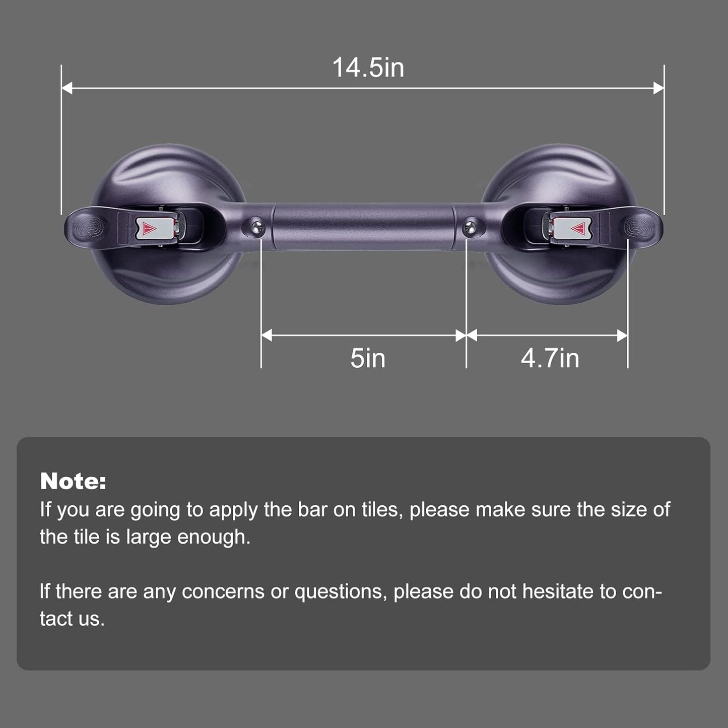 Shower Handle Upgraded 15 inch Grab Bar for Bathtub,Shower Handles with Strong Suction Cup,Bathroom Safety Grab Bar for Handicap Elderly Seniors and Disabled,Purple