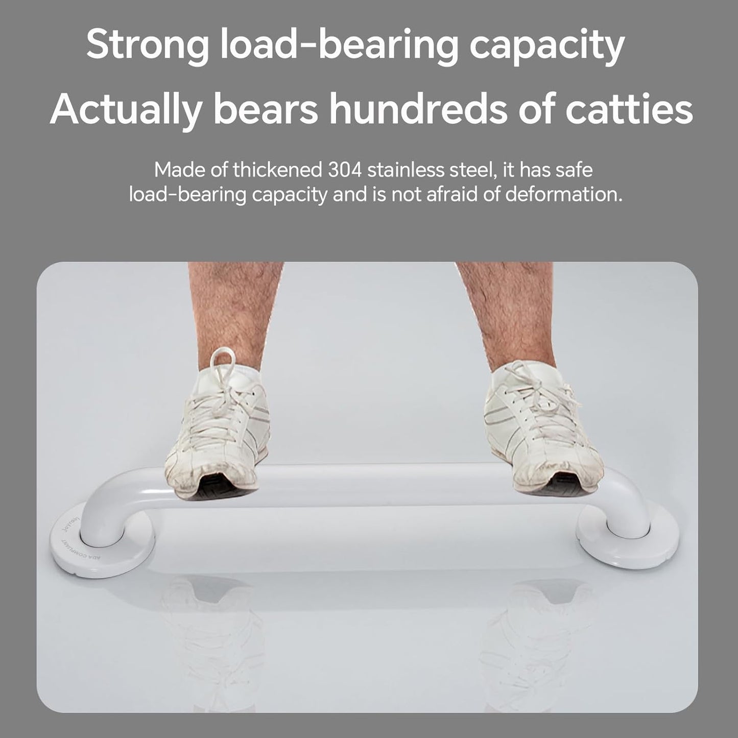 Joyrain 16-inch Bathroom Safety Grab Bar - 500lb Weight Capacity ADA Certified Anti-Slip Handle for Shower/Tub/Toilet, Elderly & Disabled Assist (White, 18 inch)