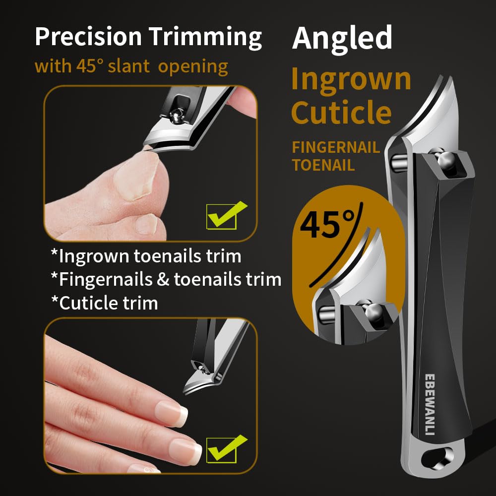 Ingrown Nail Clippers, Slanted Curved Blade Toe Nail Clippers for Ingrown Toenails & Fingernail, Stainless Steel Toenail Clippers Cutter, Angled Nail Clippers for Seniors, Men, Women