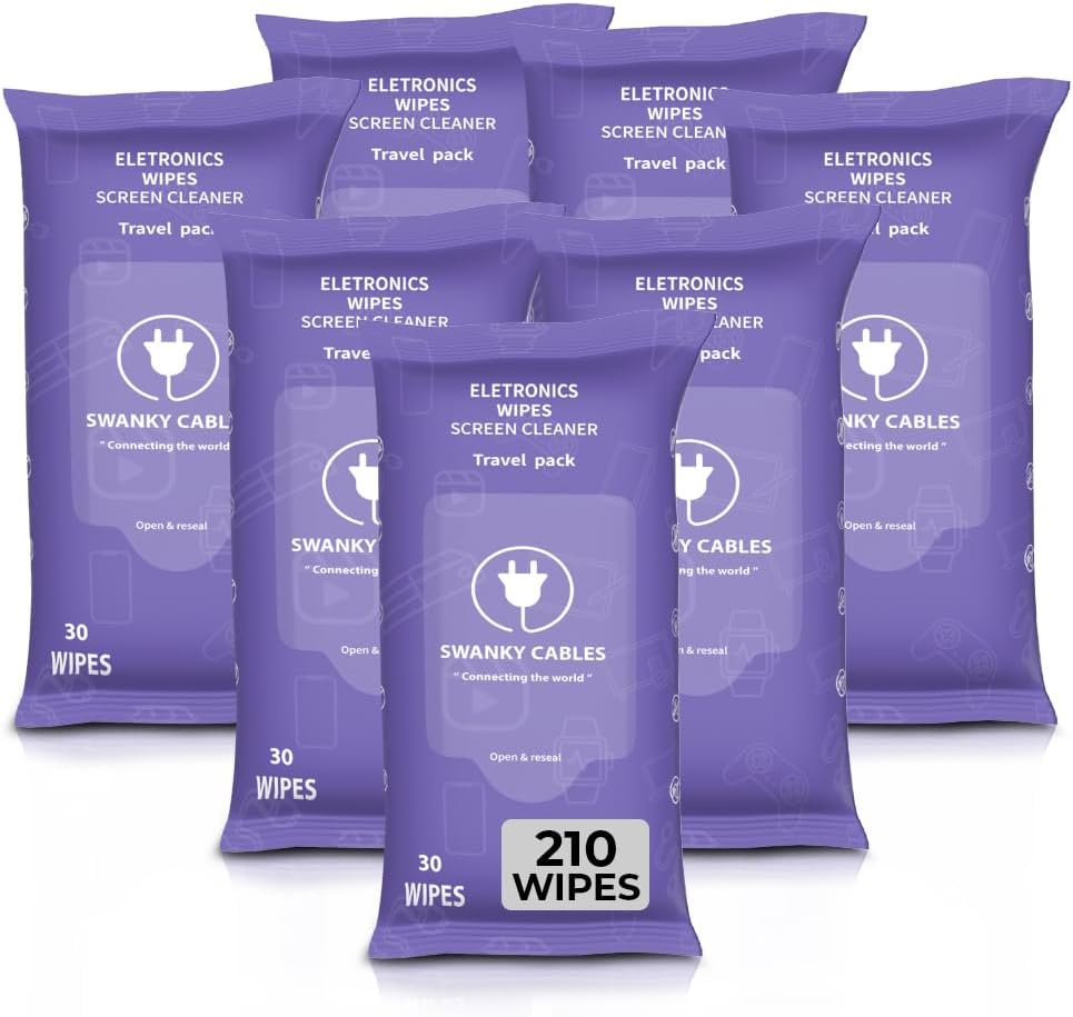 Screen Cleaner Wipes: Electronic Wipes for Screens - Computer Screen Wipes for Lens, Phone, Tv Screen and Monitor Cleaning - Tech Wipes & Microfiber Cloth (Soft Wipes, 210 Count)