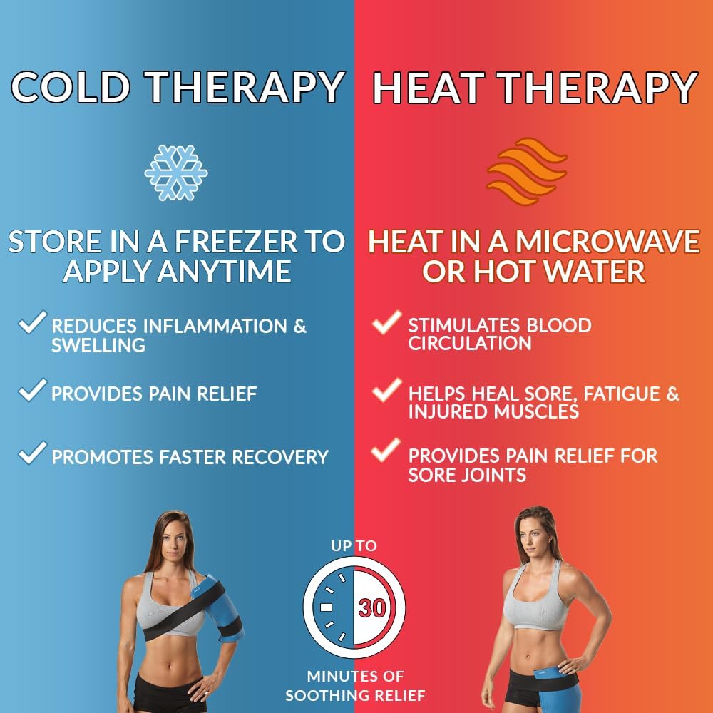 ComfiLife Ice Packs for Injuries – Reusable Hot and Cold Pack with Wrap – Soft Gel Ice Packs for Back, Shoulder, Hip, Knee, Elbow, Joint Pain Relief – Heat & Cold Therapy (Large (Pack of 1))