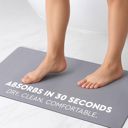 Homergy Bath Mat – Super‑Absorbent & Quick‑Dry with Non‑Slip Rubber Backing, Machine Washable & Odor Resistant – 18x28 in, Gray