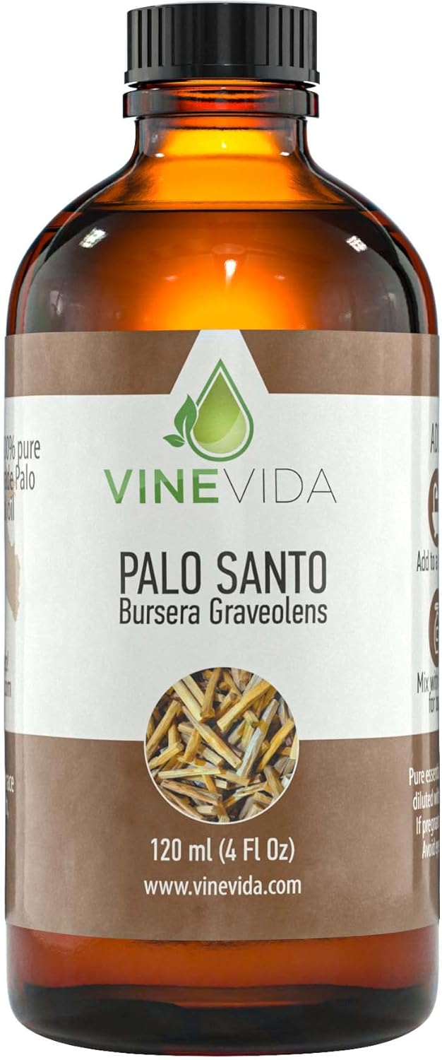 VINEVIDA Palo Santo Essential Oil 4 oz - Undiluted Palo Santo Oil 4 oz - DIY Candle Scents for Candlemaking - Bulk Essential Oil for Soap Making Safe for Skin