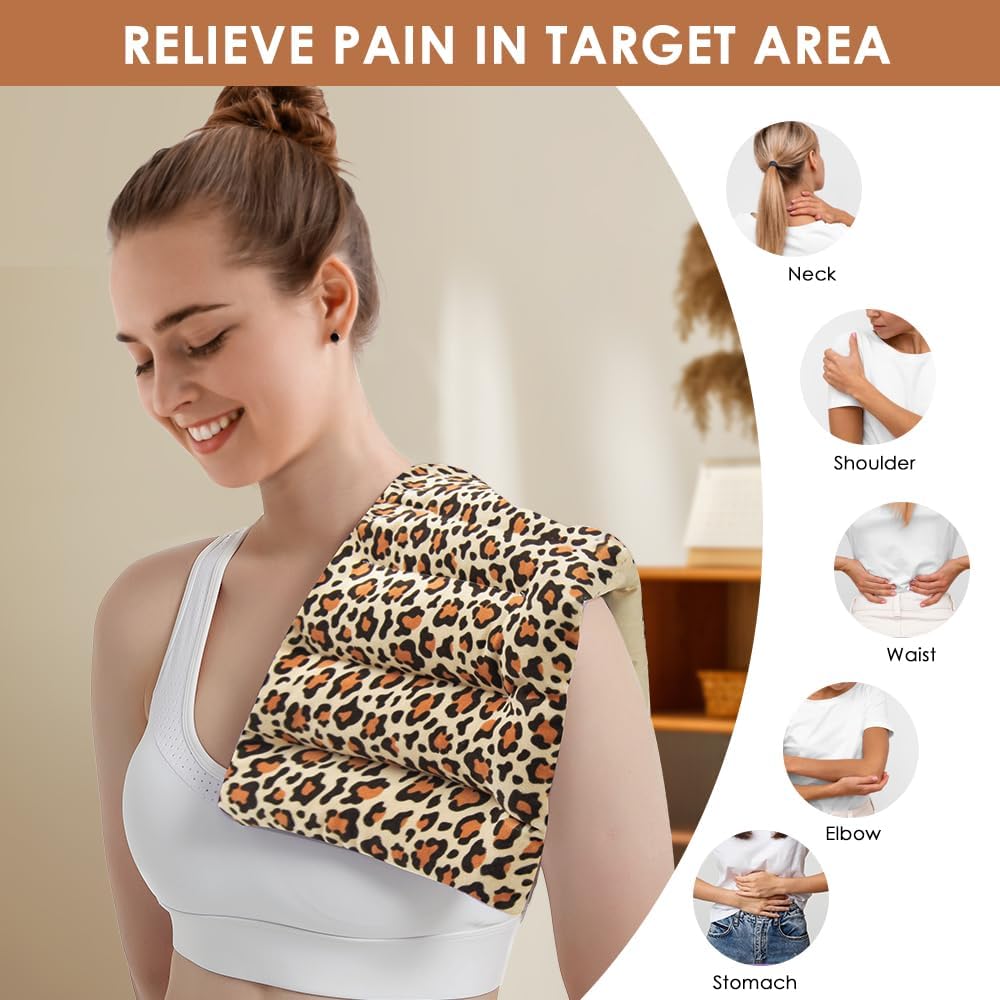 Microwave Heating Pad for Pain Relief, 8 x 16 Microwavable Moist Heat Pads for Neck, Shoulder, Back, Knee, Period Cramps, Rice Heat Pack Hot & Cold Compress Reusable & Portable