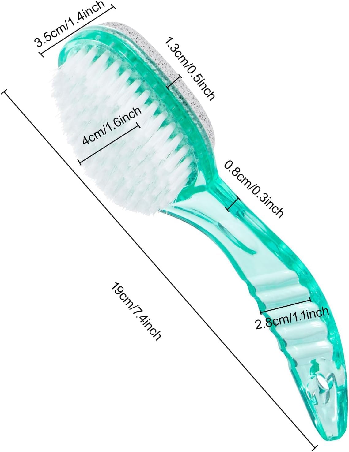 4 Pcs Foot Brush for Shower with Handle 2 in 1, Large Foot Pumice Stone Brush Scrubber Foot File Calluses Remove Suitable for Horniness Foot Spa, Foot Care Smooth Skin (Green)