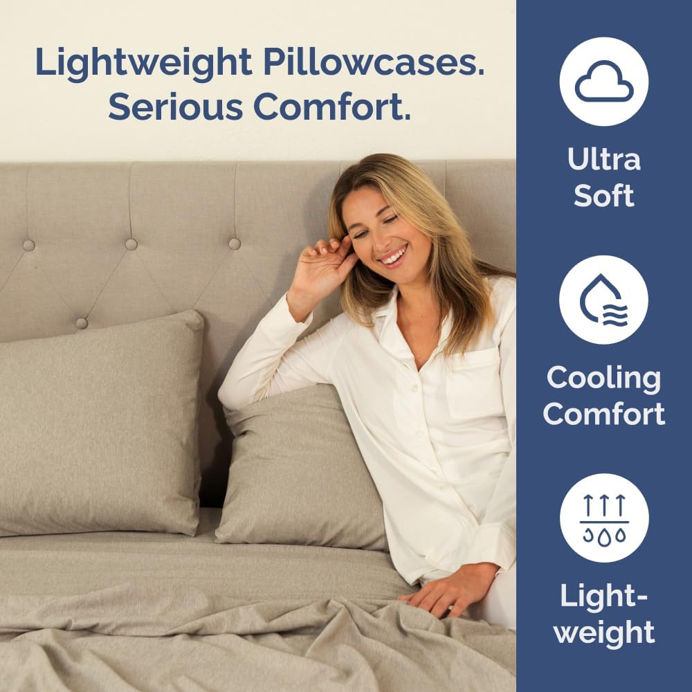 King Pillow Cases Set of 4 - Ultra Soft Hotel Quality Pillowcase Covers - Comfy, Cozy & Wrinkle Free - Shrinkage and Fade Resistant - Machine Washable Pillow Protectors - 4 Piece Set - Heathered Beige