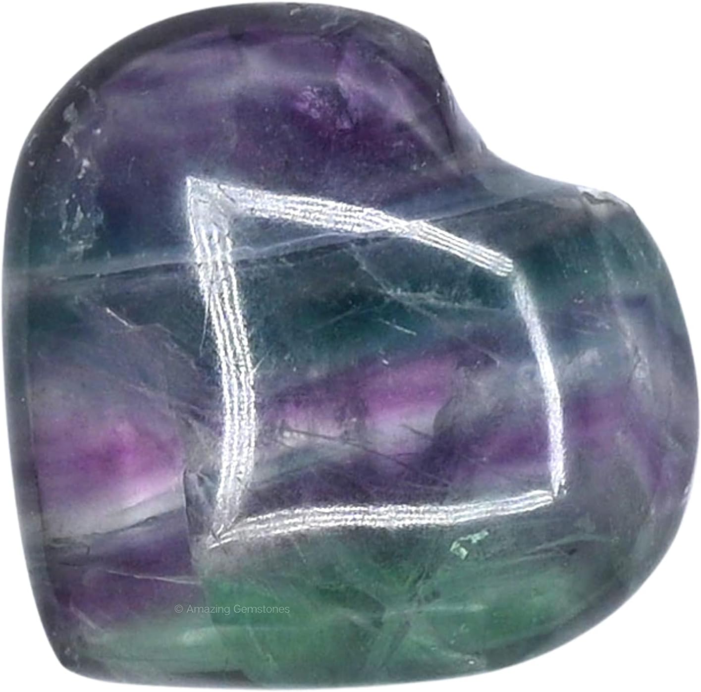 Amazing Gemstone Purple Fluorite Crystal Heart Palm Stone - Pocket Massage Worry Stone for Natural Body Chakra Balancing, Reiki Healing and Crystal Grid