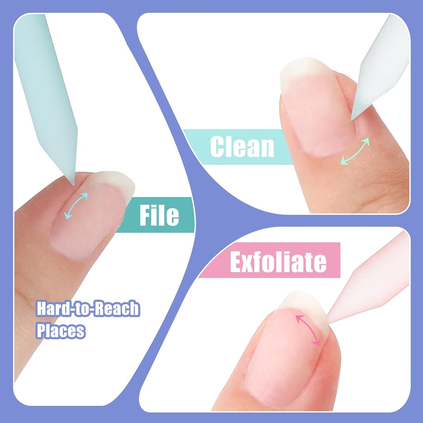 4Pcs Glass Cuticle Pusher, Crystal Cuticle Pusher Glass File, Dual-Ended Manicure Stick, Professional Precision Filing Cuticle Remover, Manicure Pedicure Tools for Nails and Cuticles Care…