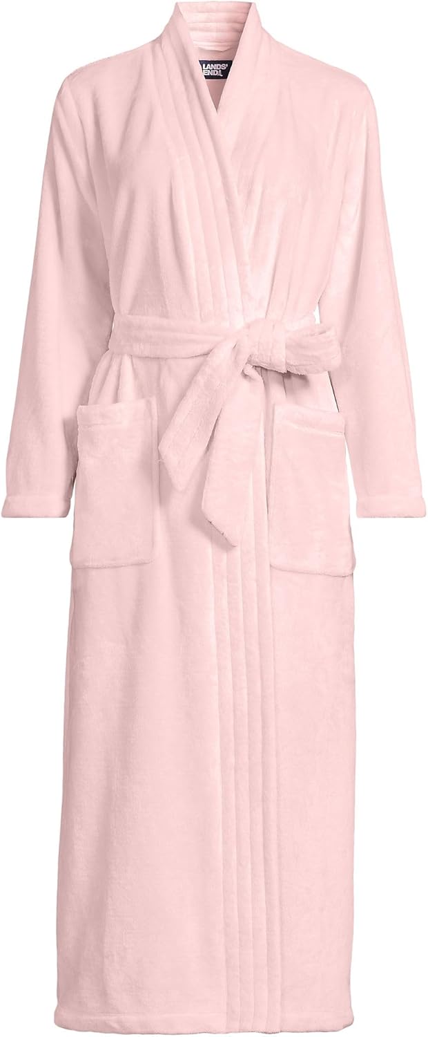 Lands' End Women's Cozy Plush Long Wrap Robe