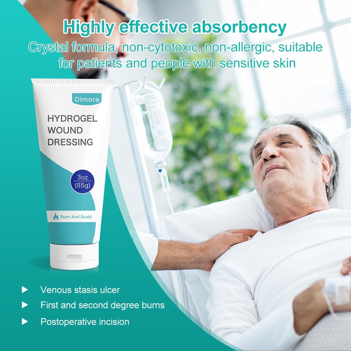 Dimora 2 Packs 6oz Hydrogel First Aid Ointment, Burn Injory Soothing Gel, Skin Repair Cream for Emergency Burn, Postoperative Incisions, Bruises, Debridement Wound Care