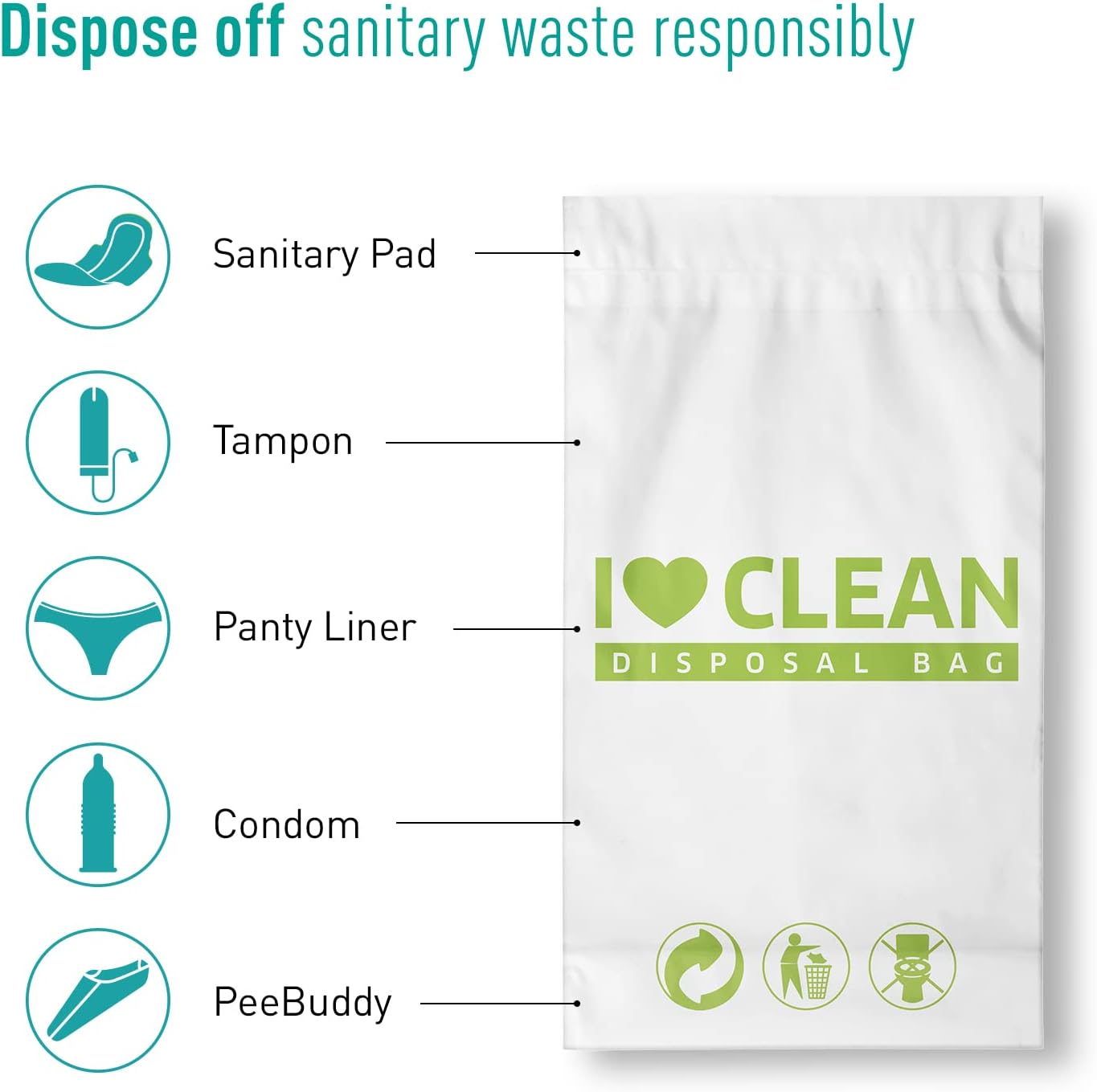 Sirona Sanitary Disposal Bags - 60 | Leakproof, Odor-Concealing Disposal for Tampons, Pads, Liners & More | Hygienic & Travel-Friendly (60 Pack)