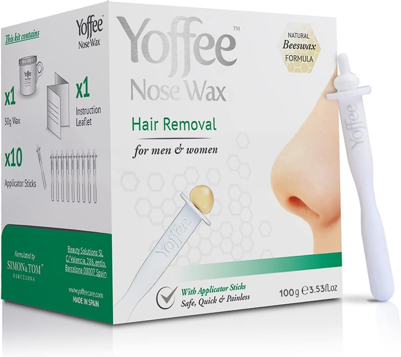 Original Yoffee Nose Wax Kit Men & Women - Natural Bio-Beeswax & Aloe Vera Made Nose Waxing Kit for Men - Nose Hair Wax - Nostril Waxing kit - 10 Reusable Nose Wax Sticks - Easy, Quick & Painless