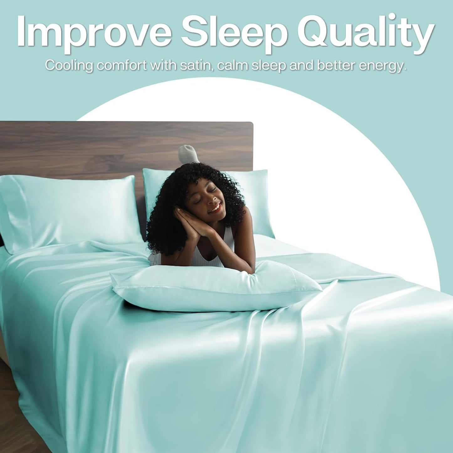 MR&HM Satin Pillowcase for Hair and Skin, Silk Satin Pillowcase 2 Pack, King Size Pillow Cases Set of 2, Silky Pillow Cover with Envelope Closure (20x40, Turquoise)