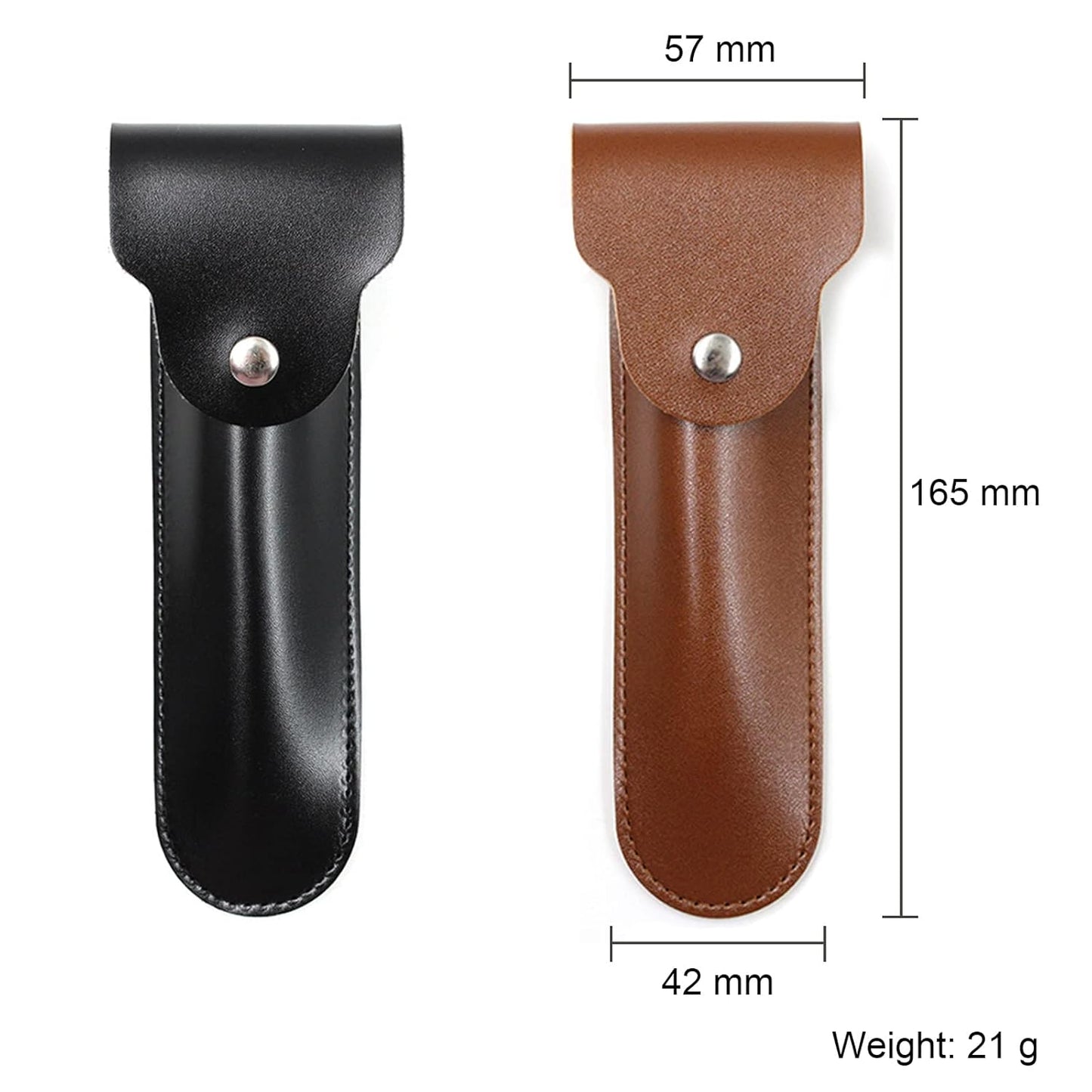 2PCS LinMei Razor Protective Travel Cover for Straight, Shavette and Barber Razors Shaving Pouch Holder (Brown, Black)