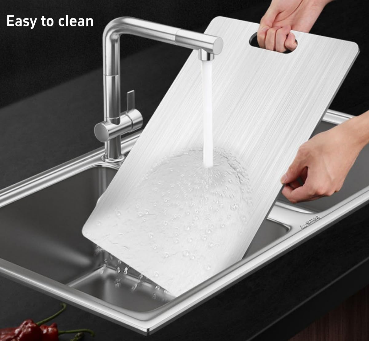 Titanium Cutting Board - 100% Pure Titanium Cutting Boards for Kitchen - Cutting Edge Hygiene & Durability, 1 Pack Double Sided Medical-grade Titanium Cutting Mat, Easy to Clean (14"L x 10"W)