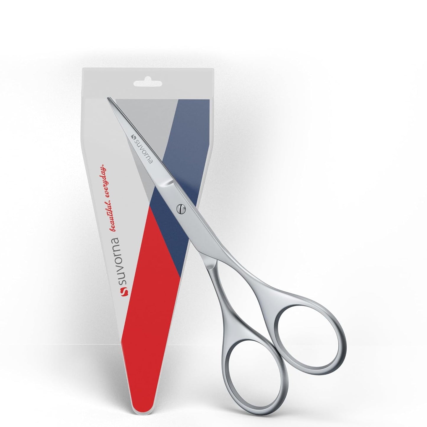 Suvorna small scissors for beard, mustache, facial, nose, eyebrow, and ear hair - Hair scissors for cutting, trimming & grooming - Made with 4.5" stainless steel for barbers, professional, & home user