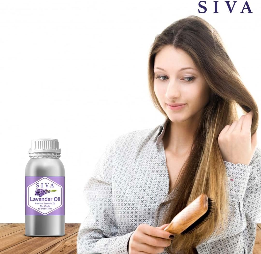 Siva Lavender Essential Oil – 16 Fl Oz – 100% Natural Lavender Oil - for Diffuser, Hair Care, Face, Skin Care, Aromatherapy, Scalp and Body Massage, Soap and Candle Making