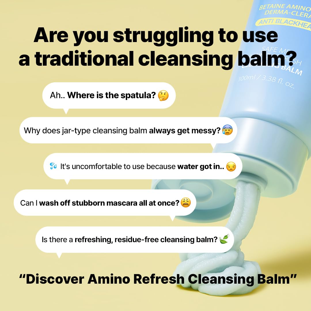 MAKE P:REM Safe Me. Amino Refresh Cleansing Balm, Gentle Makeup Remover for Deep Cleansing, Removes Blackheads, Eye-Safe Cleanser, Korean Skin Care, 3.38 Fl Oz, 100ml