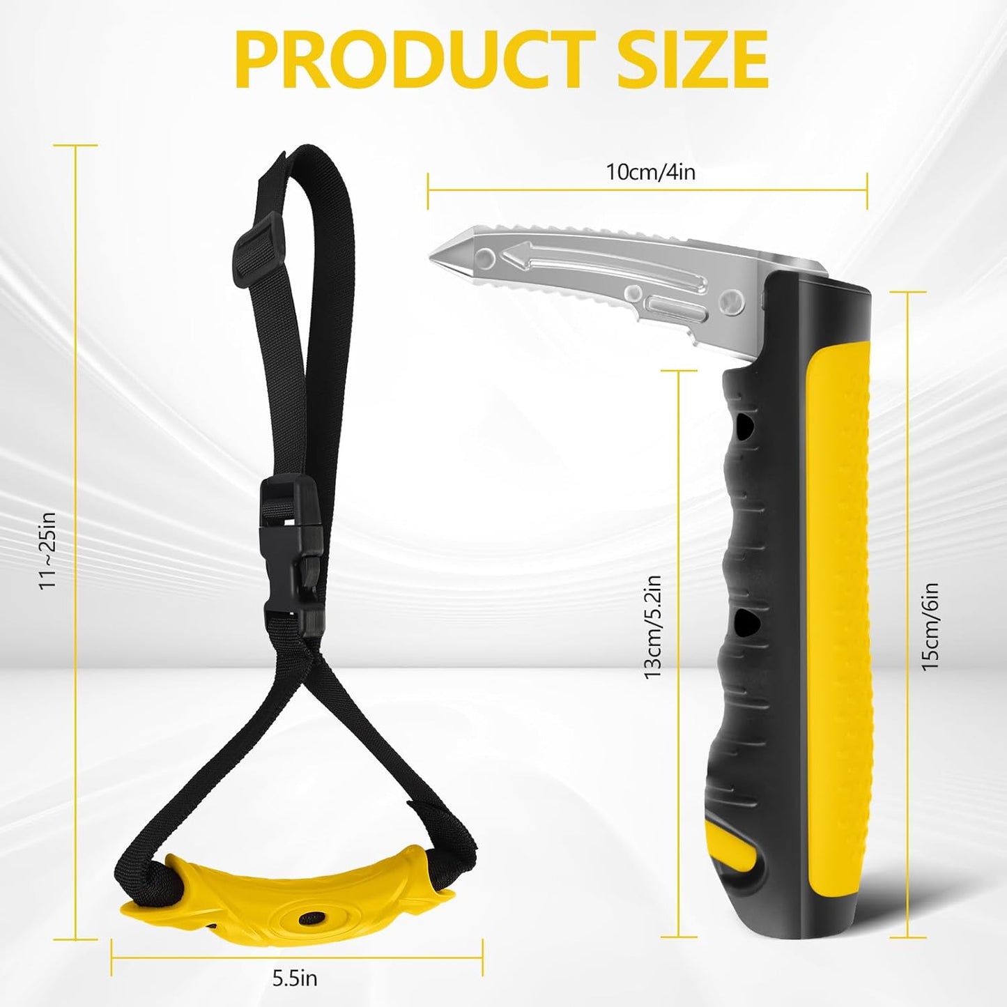 Car Door Handle for Elderly - 2025 New 4 in 1 Car Handle Assist, 2 Pack Auto Cane Portable Vehicle Support Handle Door Assist Bar, Max Load 500 Lbs, Anti-Slip Design (Yellow-Car Handle +Strap)