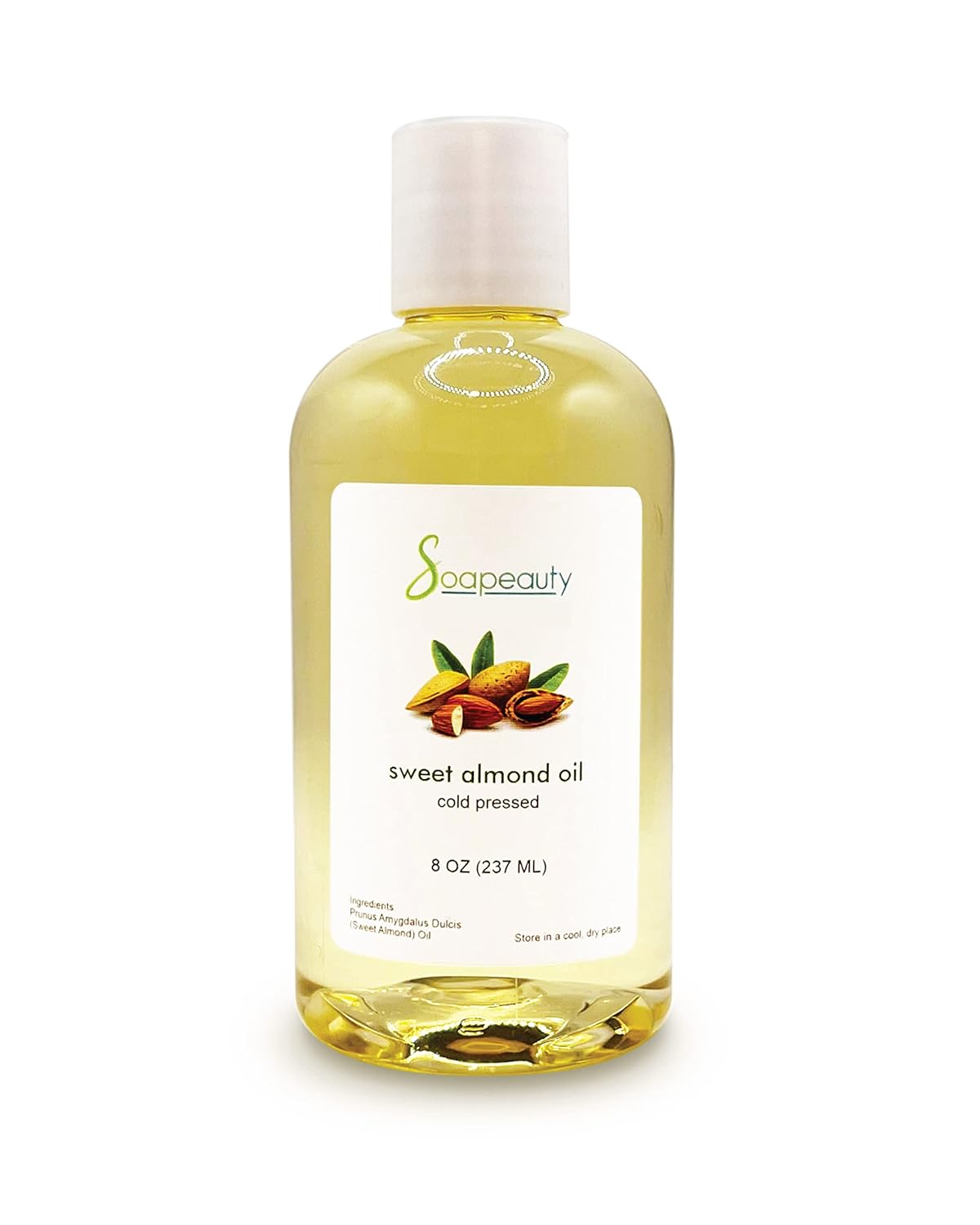 Soapeauty Sweet Almond Oil - 100% Pure, Cold Pressed, Refined | Carrier Oil for Essential Oils, Skin, Face, Hair & Soap Making | 8 fl oz