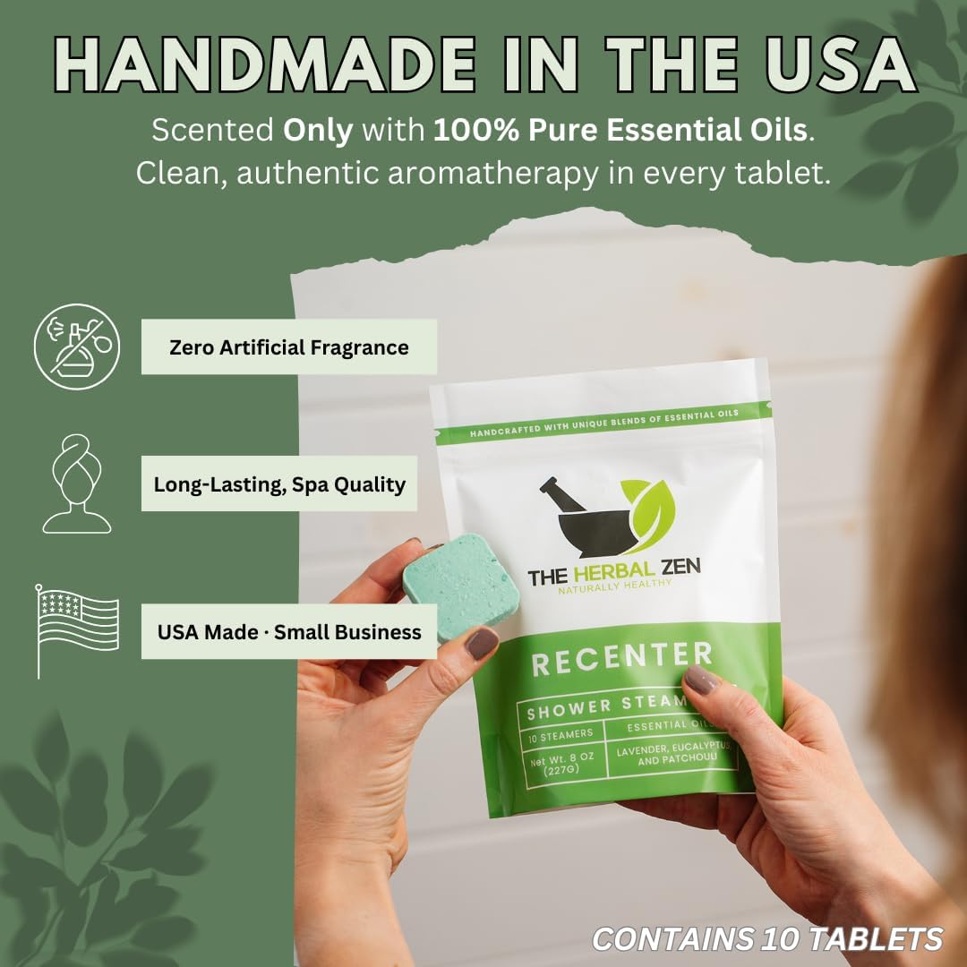 Recenter Shower Steamers Aromatherapy with Lavender and Eucalyptus Essential Oils, Aromatherapy Shower Bombs, Self Care Gift, Birthday Gift for Women, Bath Steamer for Women and Men