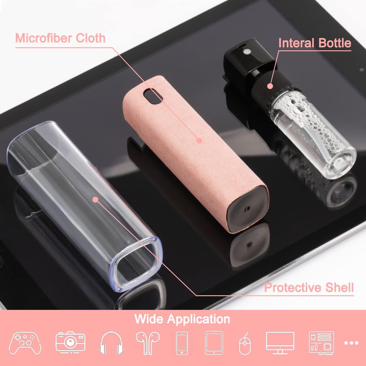 Touchscreen Mist Cleaner Spray, walrfid Electronic Screen Cleaner for TV, Laptop, Tablet, PC, Computer Monitor LCD Flat Screens, Eyeglasses - Pink