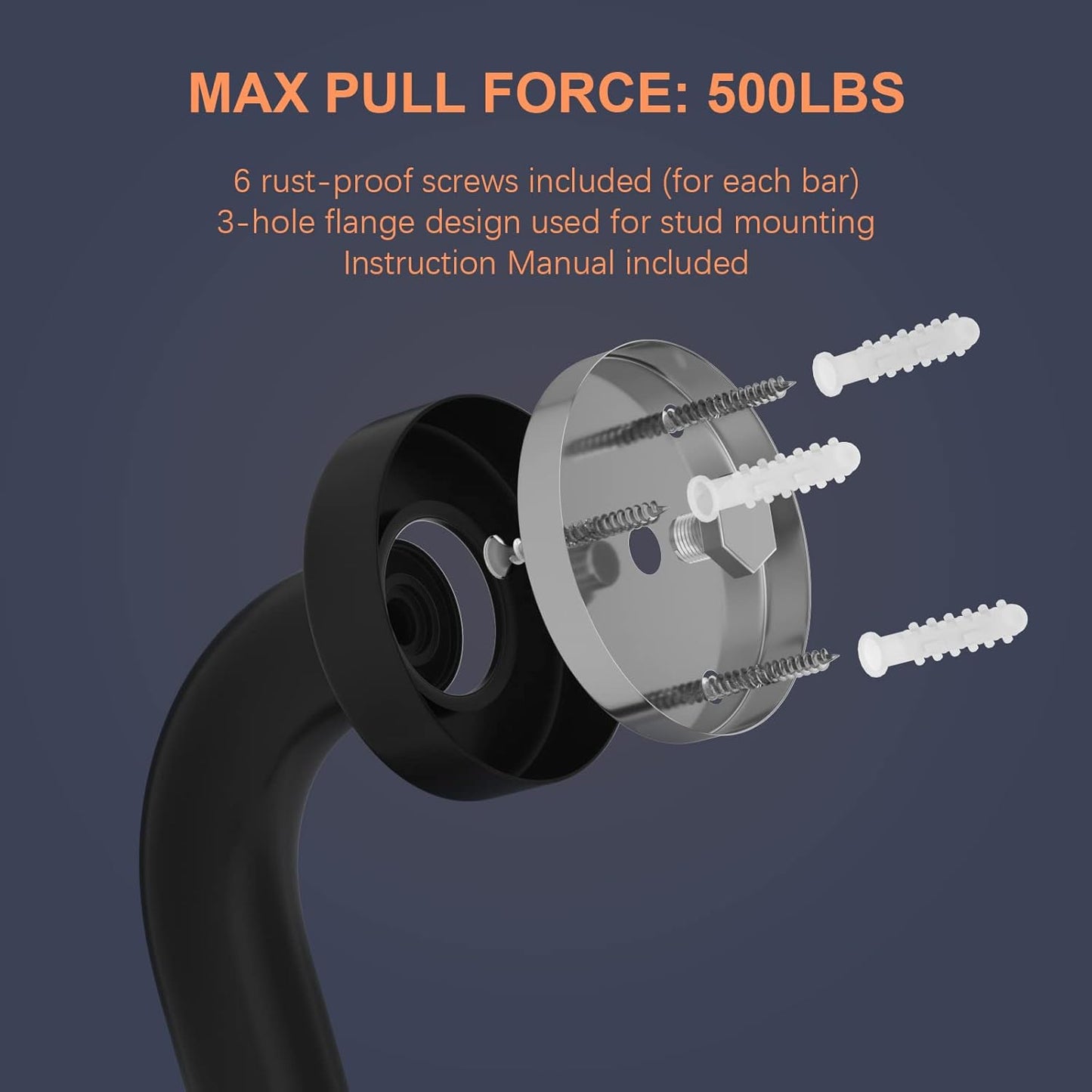 2 Pack Matte Black Shower Grab Bar 40 Inch, iMomwee Stainless Steel Bathroom Grab Bar, Bath Shower Balance Bar, Safety Hand Rail Support, Handicap Elderly Senior Assist Bath Handle (1.25" Diameter)