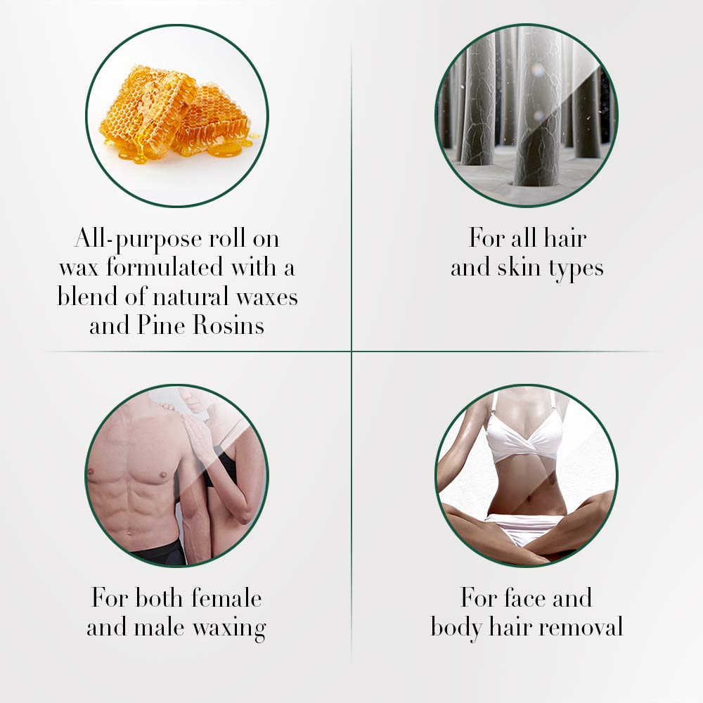 Clean + Easy Roll On Wax Kit (120V) - Complete Waxing Face and Body Hair Removal, Wax Roller Kit for Flawless Skin, Top Pick for Estheticians