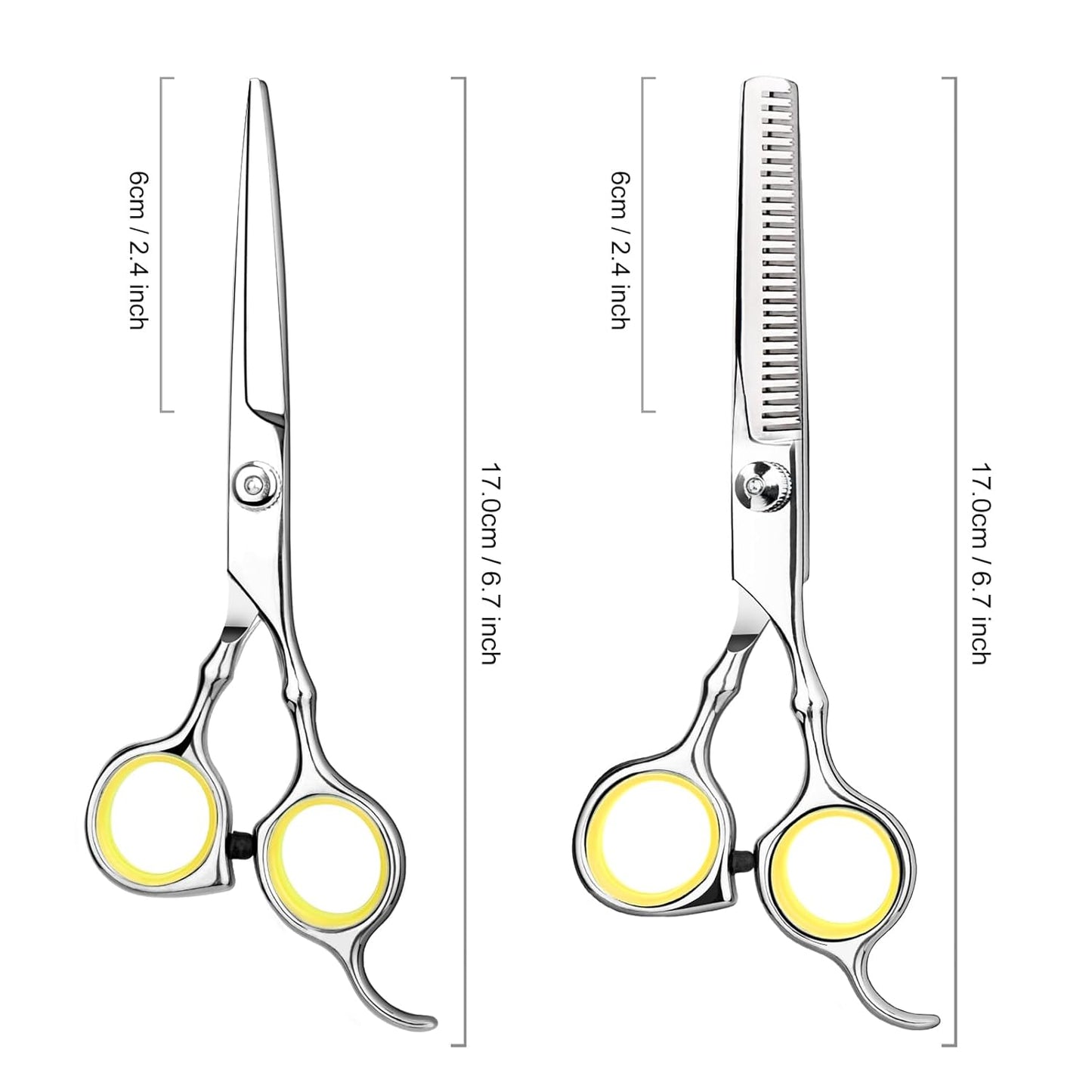 Hair Cutting Scissors Professional Home Haircutting Barber Salon Thinning Shears Kit with Comb and Case for Men/Women Yellow