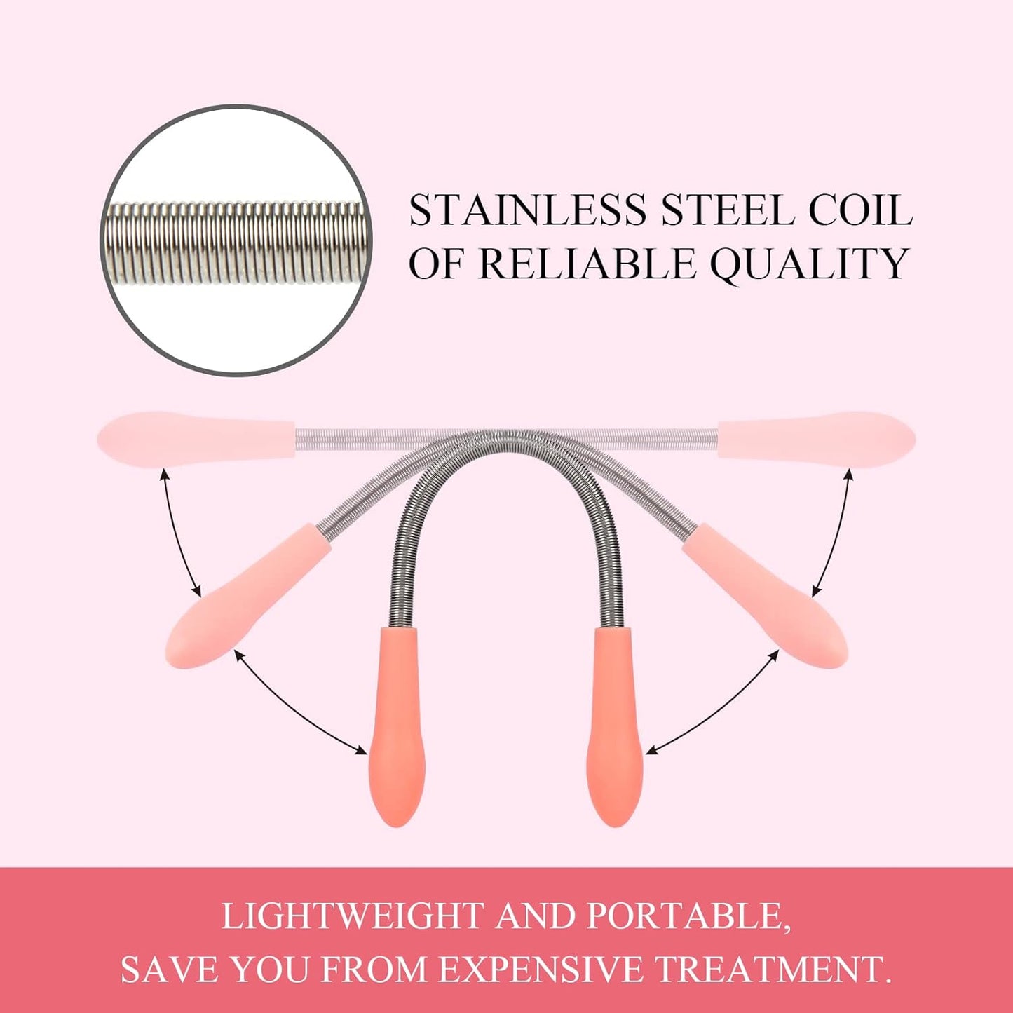 Spring Hair Remover - 4 Pack Stainless Steel Spring Epilator - Facial Hair Remover for Women Face, Chin Hair, Upper Lip Hair, Spring Facial Hair Remover for Women Mustache (Blue)