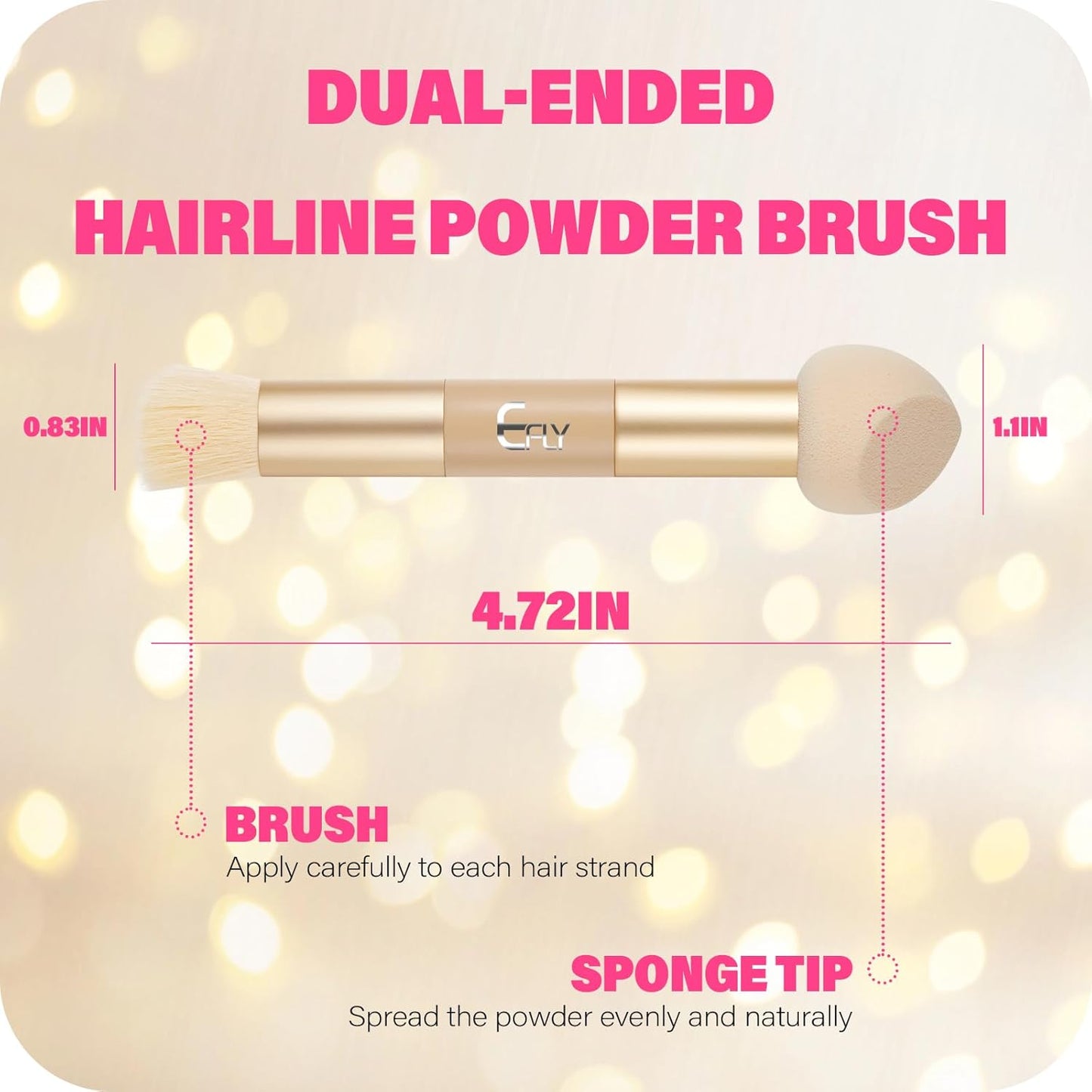 Dual-Ended Hair Makeup Brush, Precision Hairline Powder Brush With Sponge Tip - Seamless Blending - Root Touch Up And Hair Contour Brush (Skin Tone, 4.7 Inch)