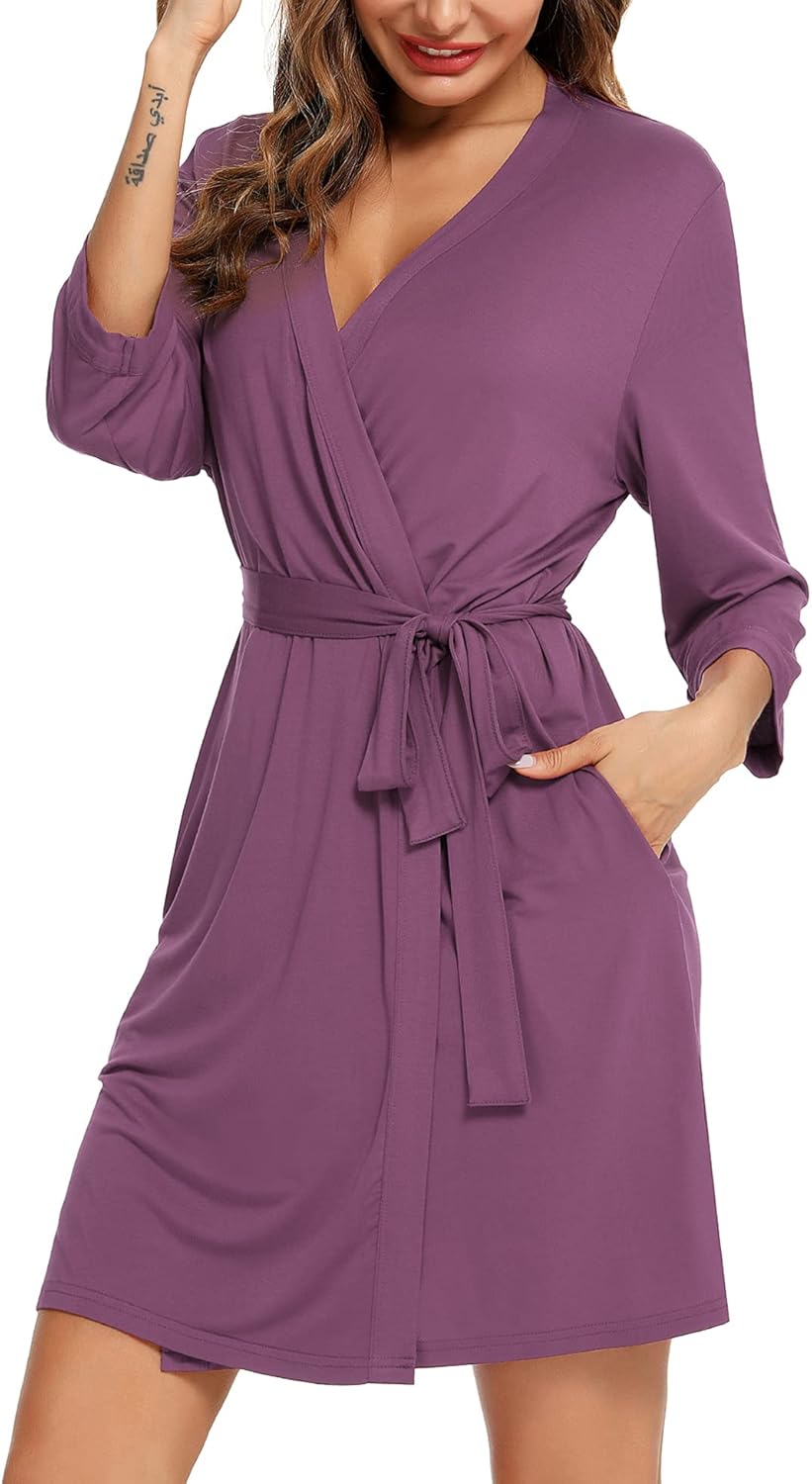 Samring Women's Lightweight Robe Soft Kimono Robes Short Bathrobe for Women Sleepwear