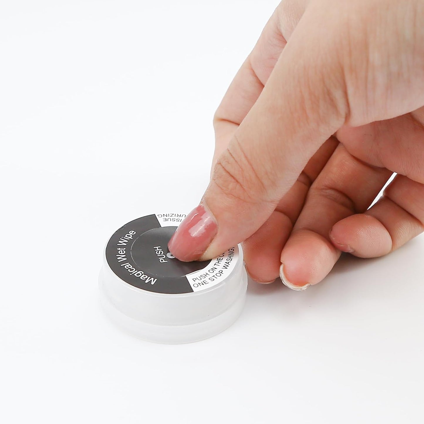 50 PCS Hand Pop Hand Wipes, Press Push Up Lemon Non-stimulating Sanitizing Mini Clean Towelettes Sanitizer, A Fun Way To Open Magical Strong Cool Wet Dry Type Portable for Travel On-the-Go Black White