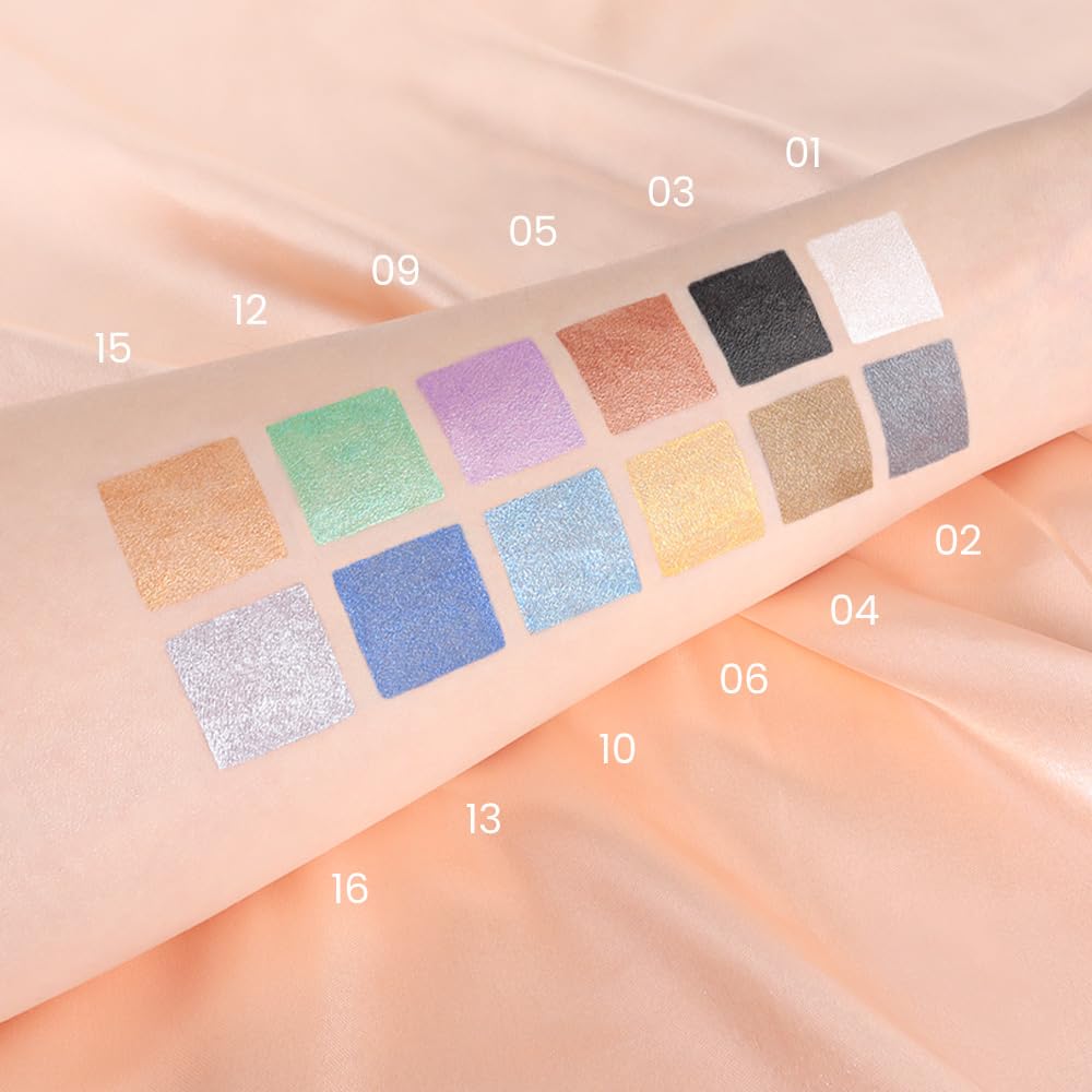 evpct 12Pcs Capsule Cream Eye Shadow Brightener Sticks Set for Eyes, Pearl White Smokey Black Gray Khaki Royal Blue Violet Purple Silver Shimmer Matte Pencil Eye shadow Applicator Stick Palette Makeup