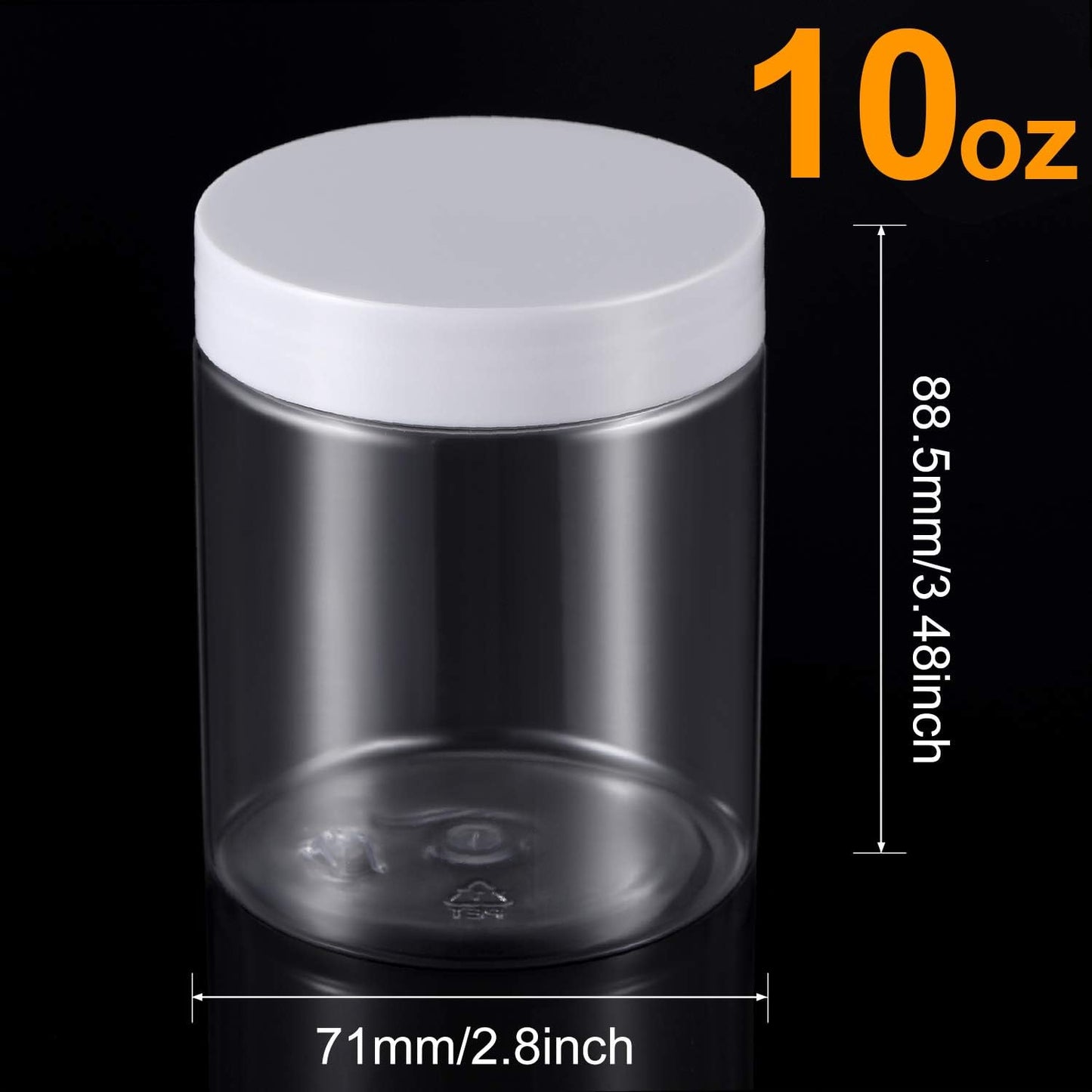 SATINIOR 12 Pack 10 oz Plastic Container Jars with Lids Round Clear Travel Cosmetic Container Jars for Toiletries, Lotion, Cream, Ointments, Makeup, Rhinestone, Samples, Kitchen Storage(White)