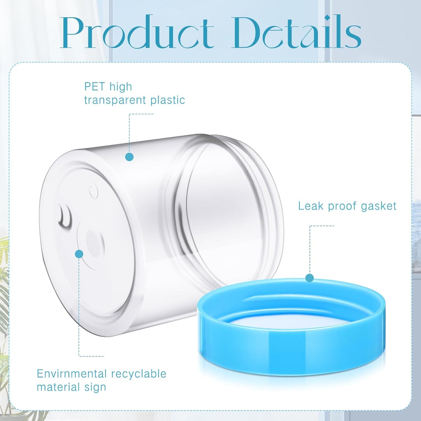 SATINIOR 12 Pack 8 oz Plastic Container Jars with Lids Round Clear Travel Cosmetic Container Slime Jars for Toiletries, Lotion, Cream, Ointments, Makeup, Rhinestone, Samples, Kitchen Storage(Blue)