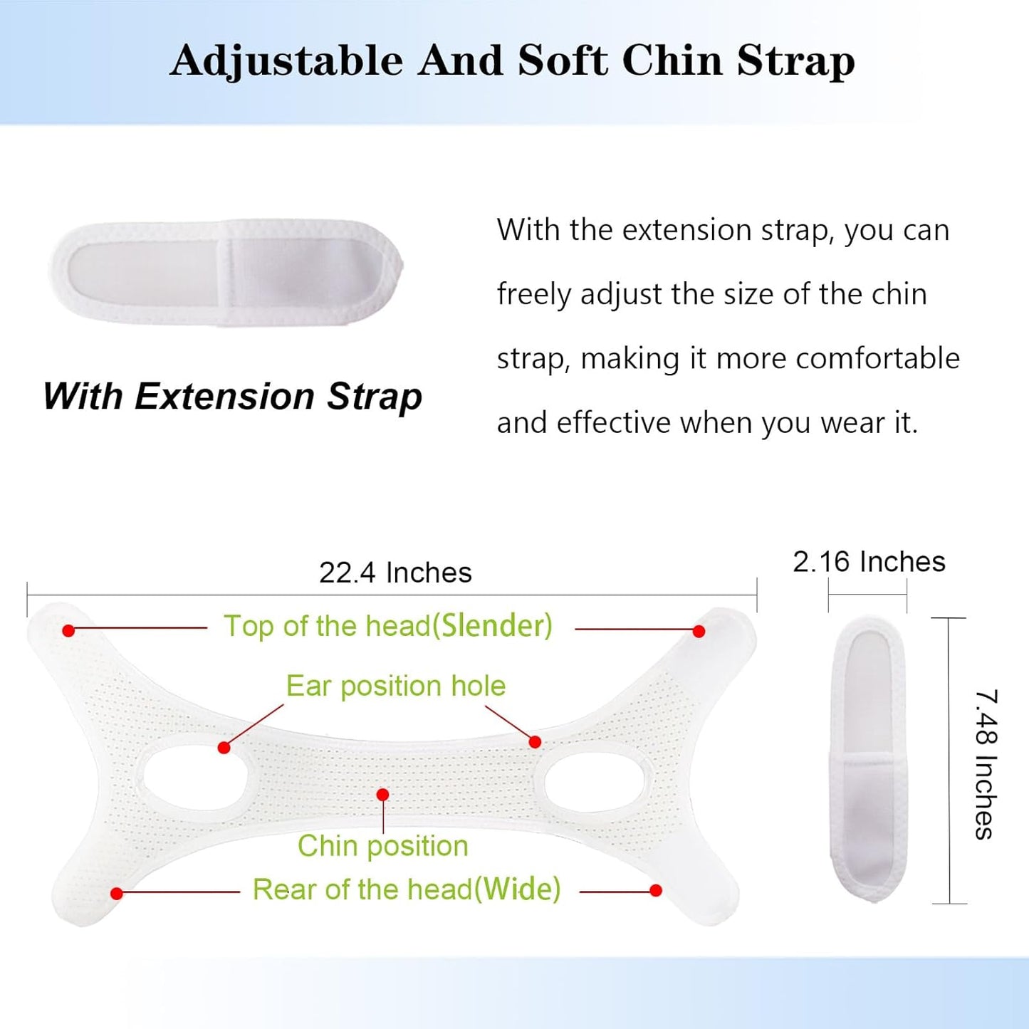 Chin Strap for Cpap Users Anti Snoring Devices - Forzacx Breathable Cpap Chin Strap Snoring Solution, Soft Non-Stick Hair Snore Stopper, Elastic Easy to Wear - White