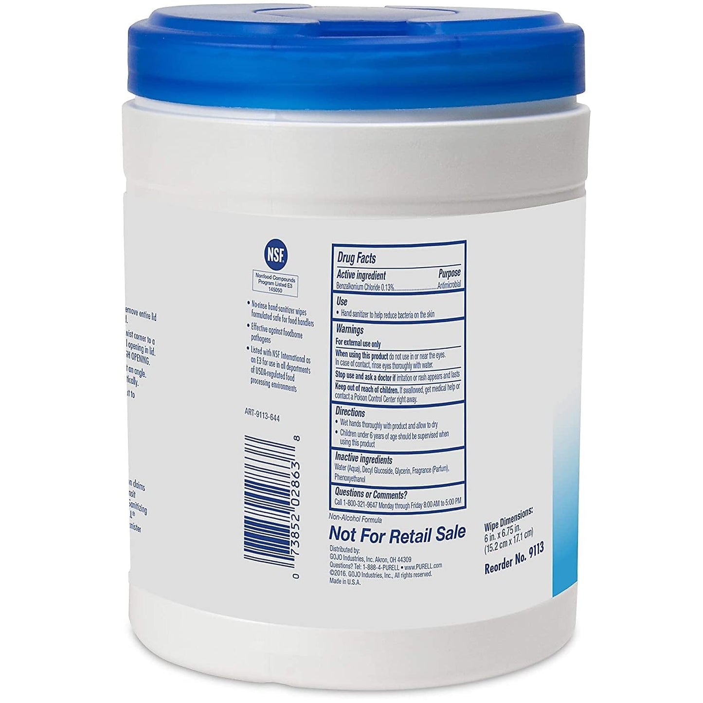 PURELL Hand Sanitizing Wipes, Fresh Citrus Scent, 270 Count Alcohol-free formula Sanitizing Wipes in Eco-Fit Canister (Case of 6) - 9113-06