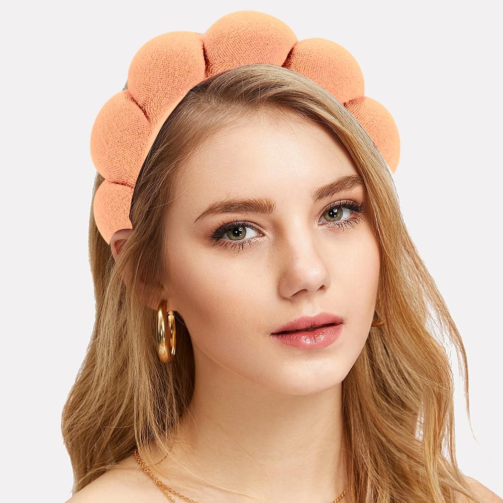 Spa Headband for Washing Face or Facial Makeup - Bubble Skincare Terry Cloth Puffy Headband for Mask Skin Treatment