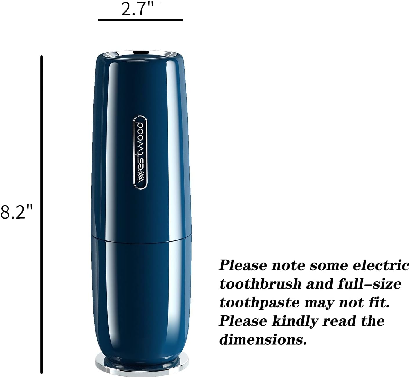 Luxury Blue Plastic Travel Toothbrush Holder Case with Cover, Portable Travel Toothbrush Cup, Storage Container for School Camping Business Trip Bathroom