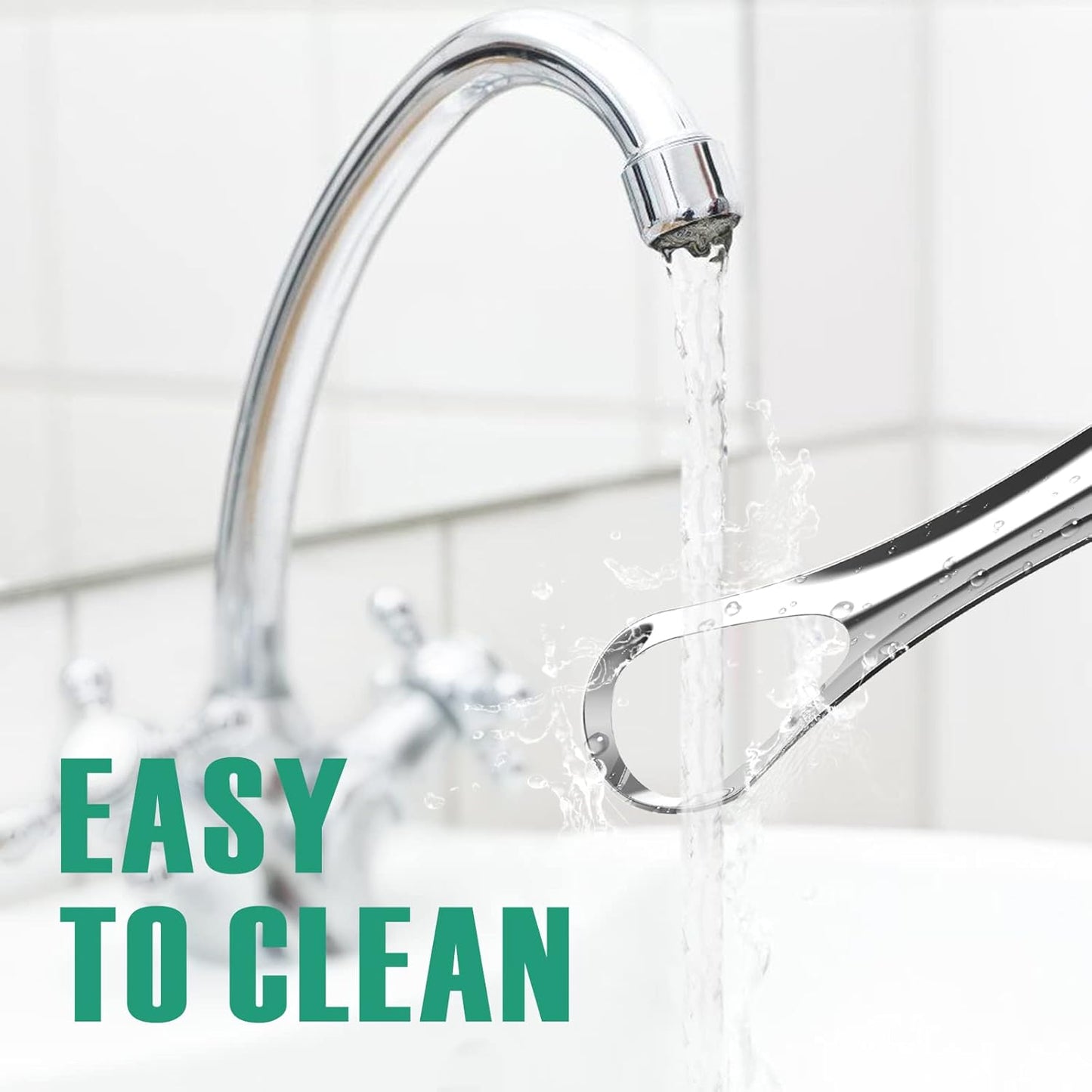 RONAVO Tongue Scraper for Kids & Adults, Tongue Cleaner for Small Mouth, Fights Bad Breath, Metal Tongue Scraper for Oral Hygiene Routine, with Handy Case for Travel/Home/Office