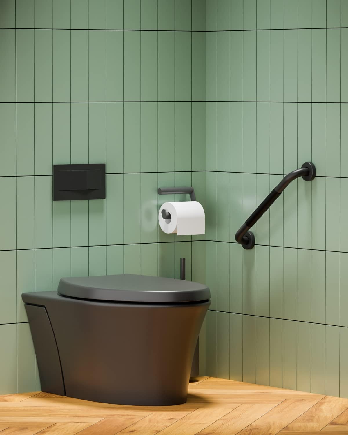 16 Inch Black Shower Grab Bar w/Anti Slip Rubber Grip, Munzong 2 Pack Stainless Steel Bathroom Grab Bar, Bathroom Balance Bar,Safety Handrail Support,Handicap Injury Elderly Senior Assist Bath Handle