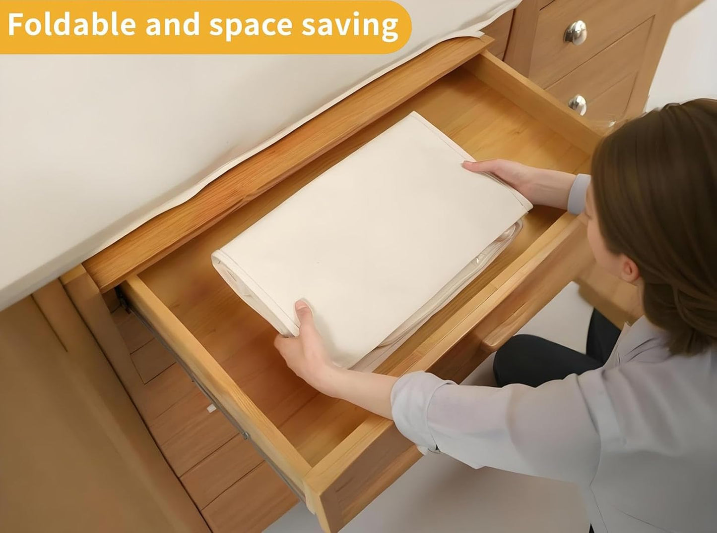 Soft Large Canvas Comforter Storage Bags with Four Carrying Handles and Clear Window, Closet Organizer for Clothing, Blankets Sheets Pillows and Bedding, 80L, 2 Pack, Beige