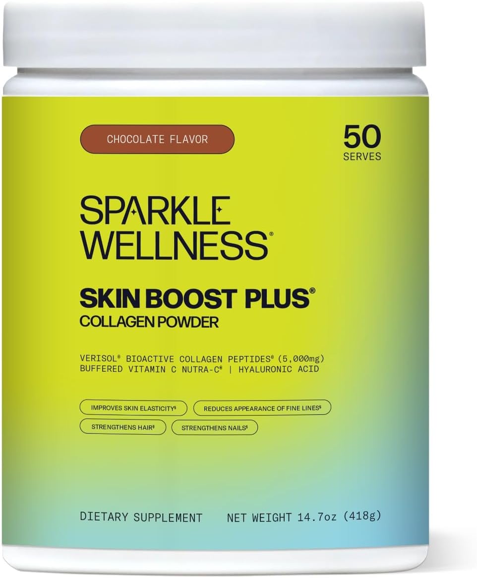 Sparkle Wellness VERISOL Bioactive Hydrolyzed Collagen Peptides | Collagen Powder Supplement with Vitamin C & Hyaluronic Acid for Hair, Skin, and Nail Health | Skin Boost Plus (Chocolate) [50-Serves]
