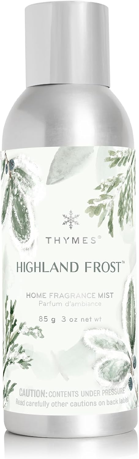 Thymes Home Fragrance Mist – Room Air Fresheners for Home Long Lasting – Air Freshener Spray – Pine Room Spray with with Crisp Notes of Sage, Eucalyptus, & Cypress Needles (Highland Frost, 3 oz)